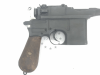 Una de las primeras pistolas Mauser C69. Pulcramente desactivada con piezas móviles.