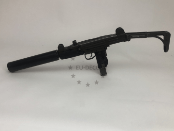 UZI proprement désactivé avec réplique de silencieux, conforme aux spécifications de l\'UE et accompagné d\'un certificat.